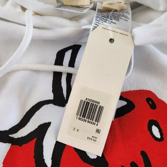 Levi's Women's Cropped Happy Strawberry Prism Hoodie Size 2X - Picture 7 of 11